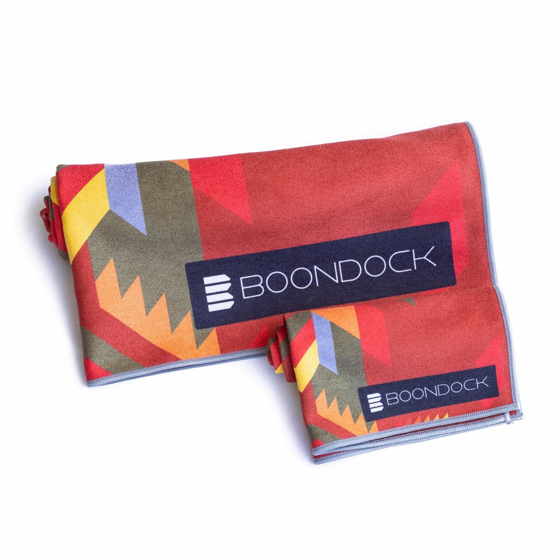 boondock sand-free microfiber quick dry towel and gym towel roll ember red aztec