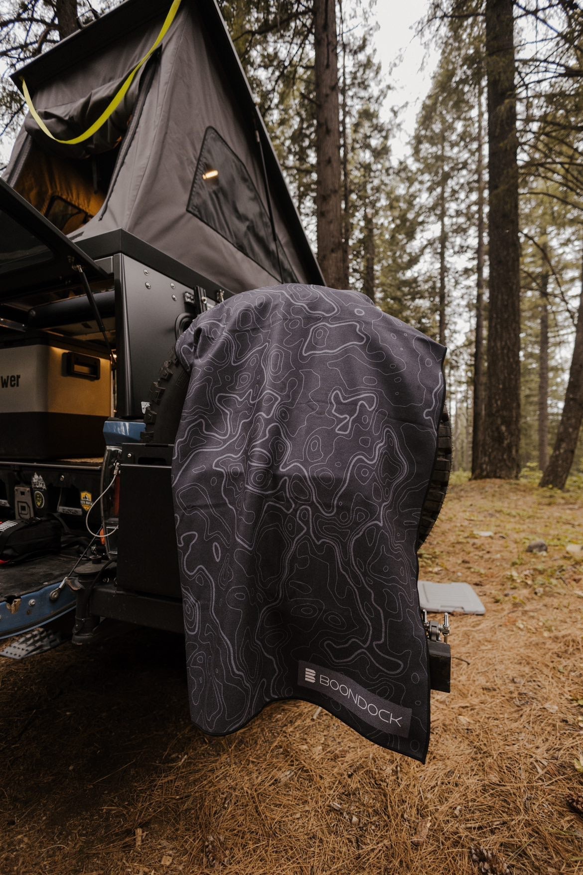 boondock overland microfiber quick dry beach towel outdoors camping black topo