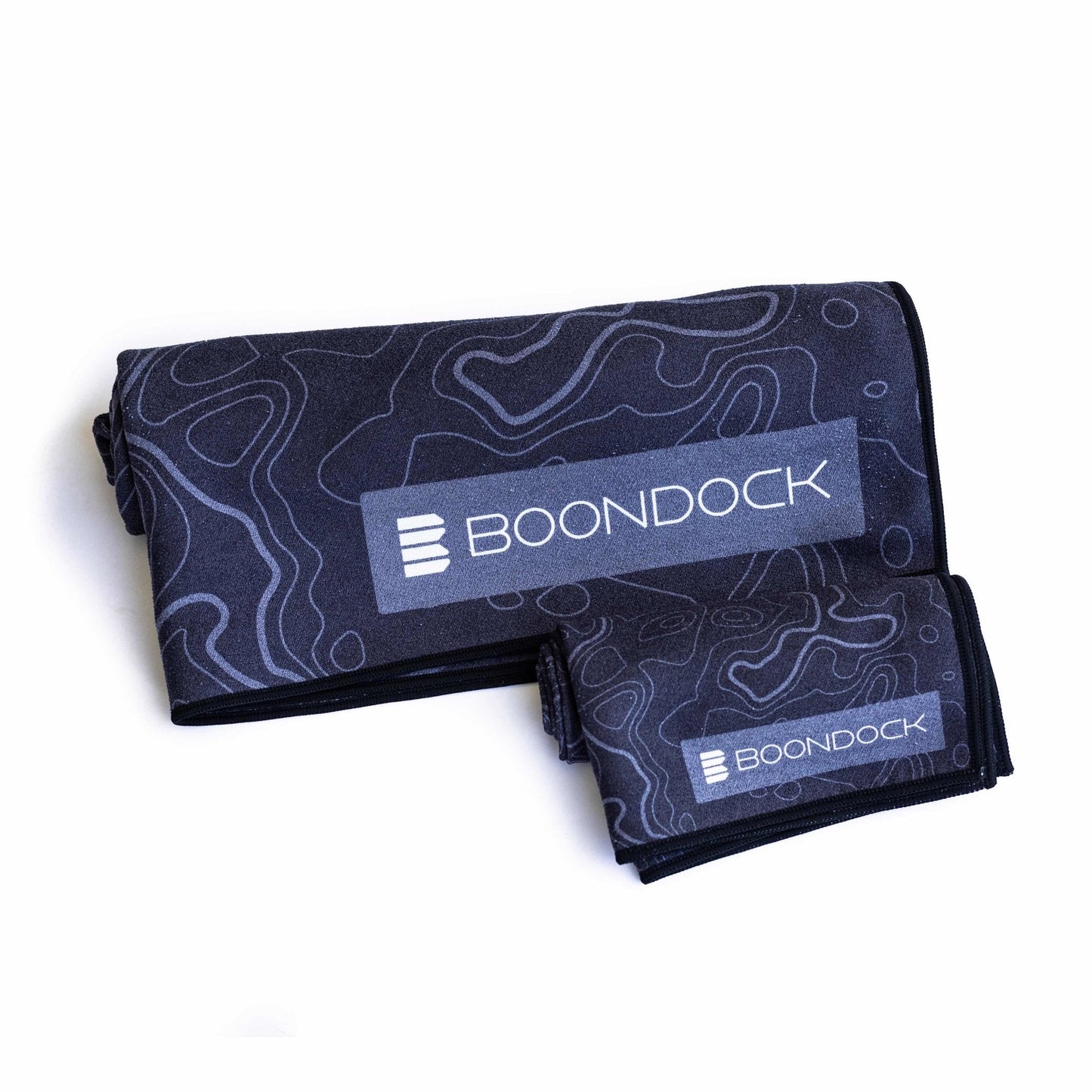 boondock sand-free microfiber quick dry towel and gym towel roll overland black topographic