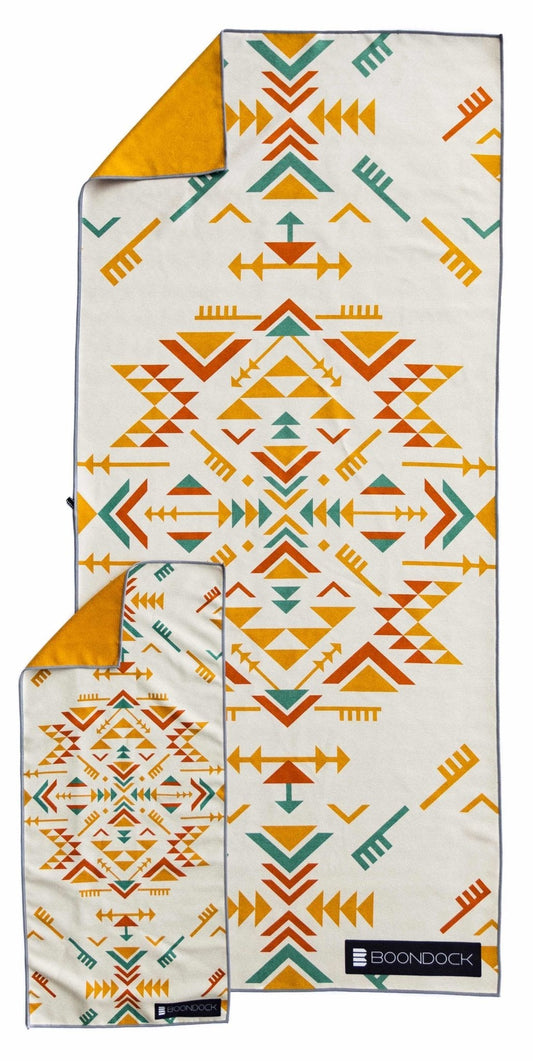 boondock solas sand free beach towel gym towel set main yellow aztec